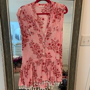 Poupette pink flower dress size 2